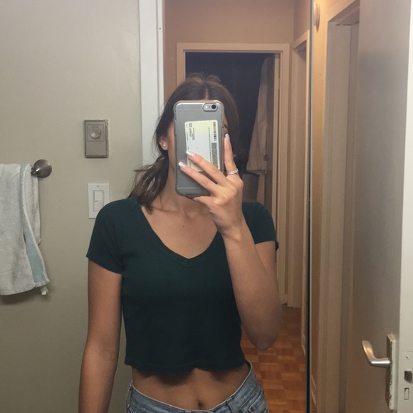 Brandy Melville Tops - green t shirt crop top brandy melville